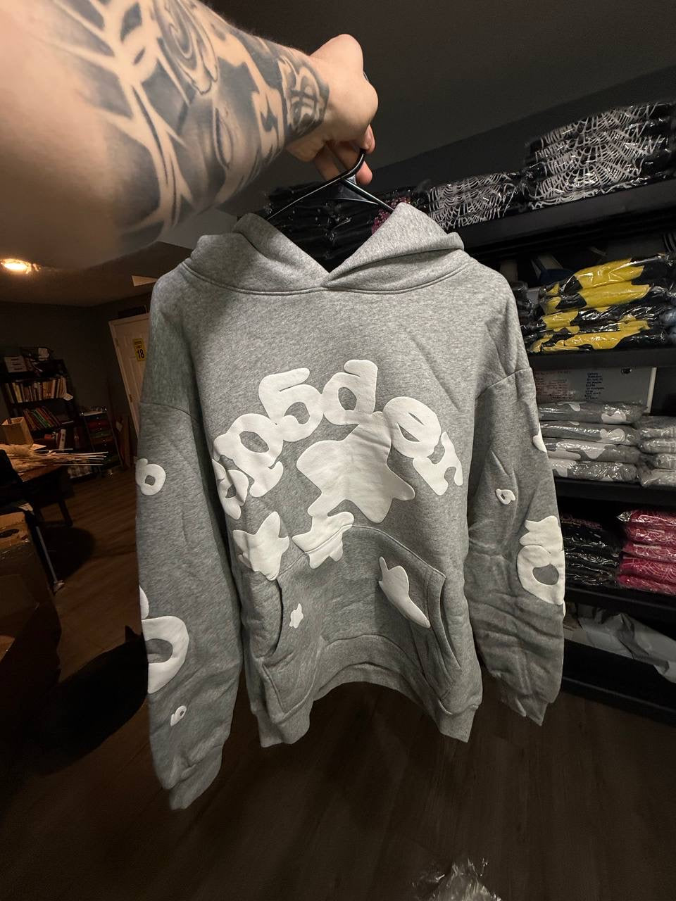GREY & WHITE SPIDER HOODIE