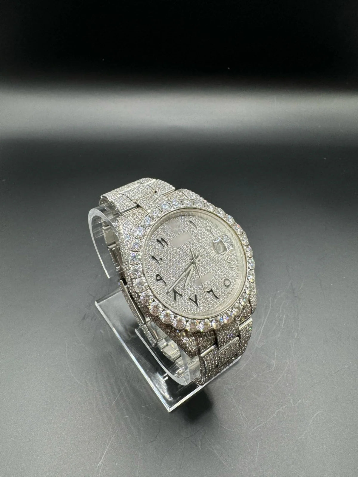 MOISSANITE ROLEX WITH OYSTER BRACELET AND ARABIC DIAL (41MM)