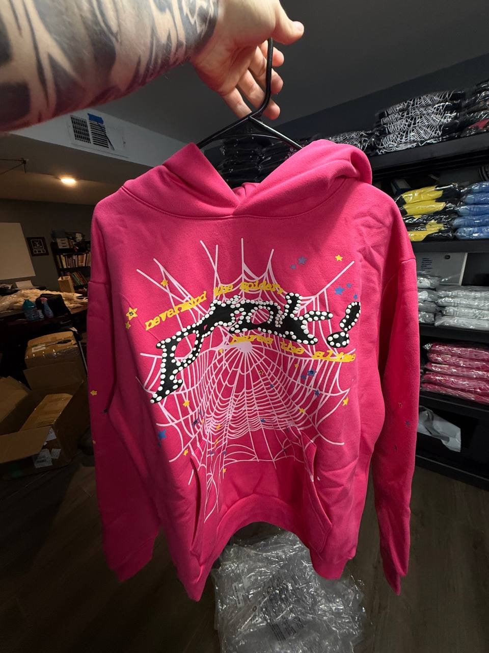 PINK SPIDER HOODIE