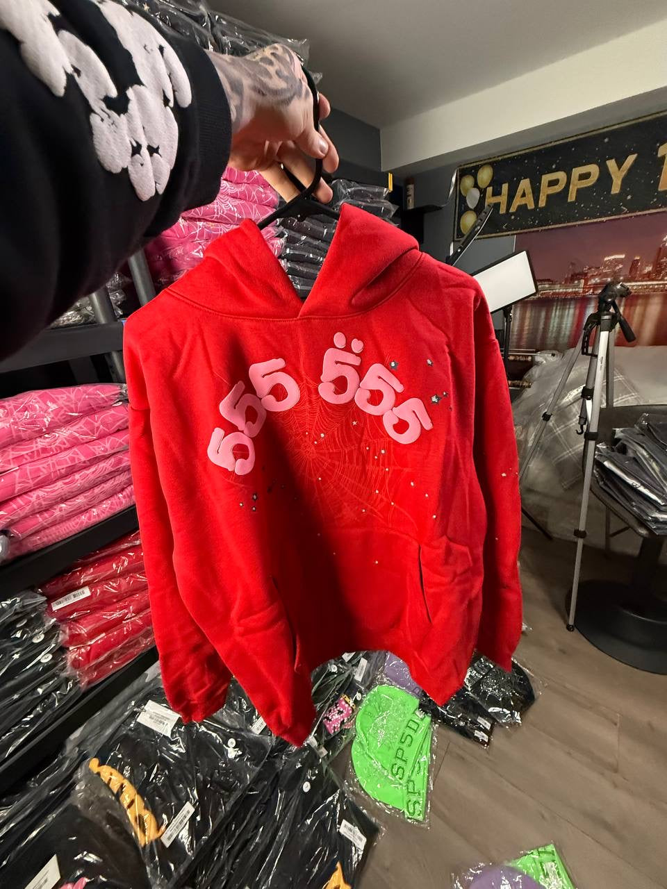 RED & PINK SPIDER HOODIE