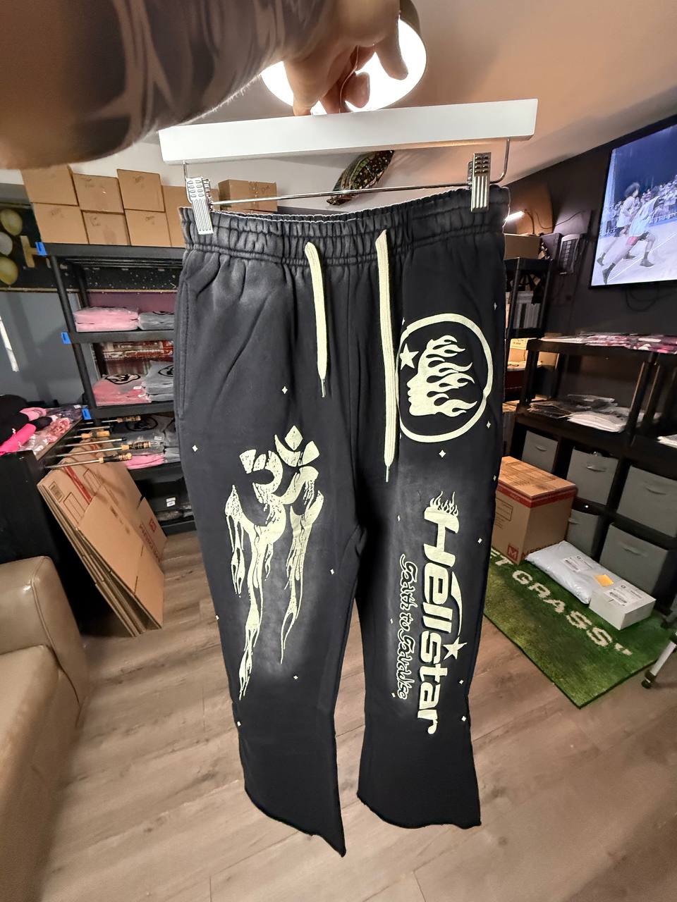 WHITE AND BLACK HELLSTAR PANTS