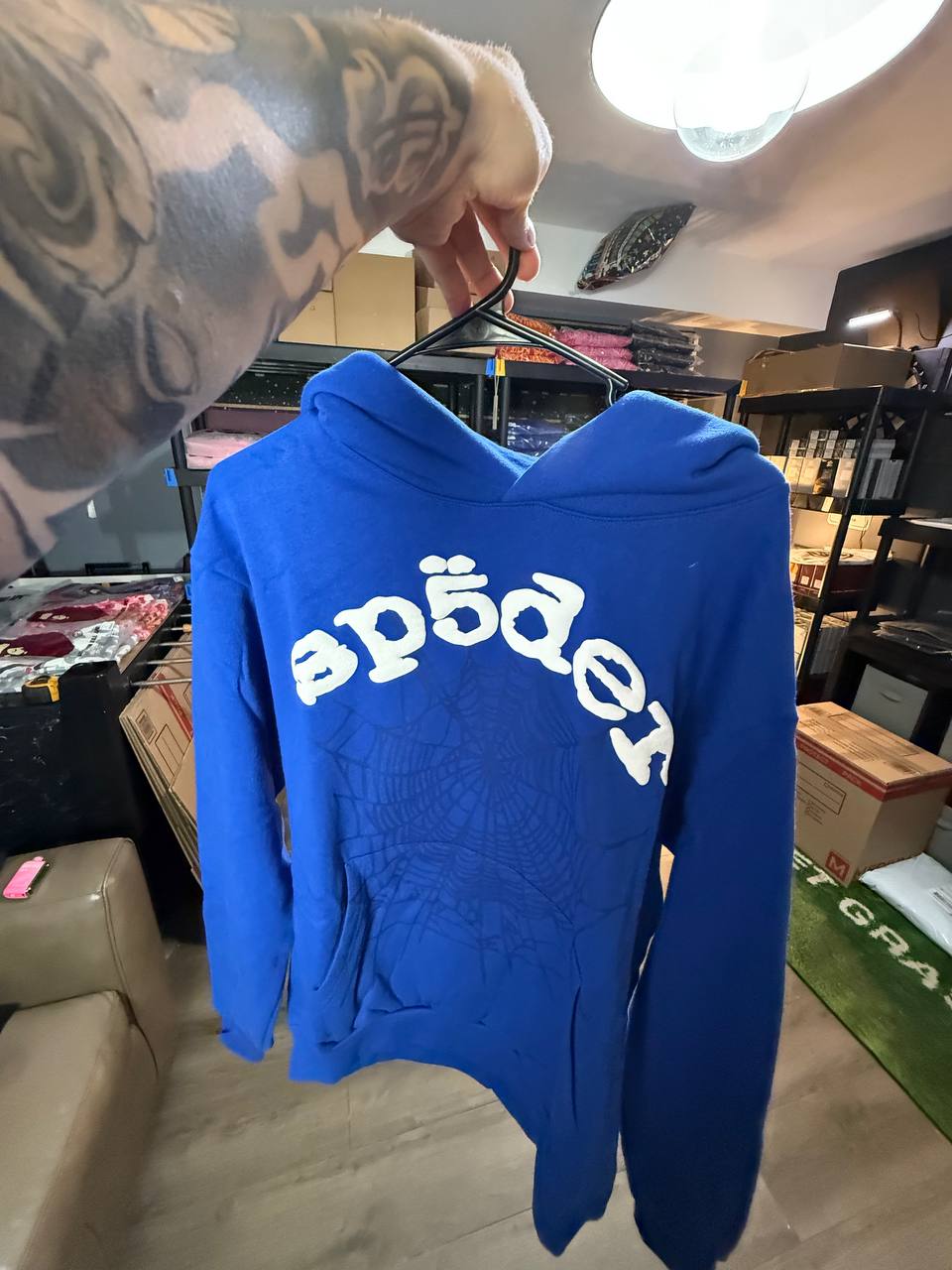 BLUE & WHITE SPIDER HOODIE