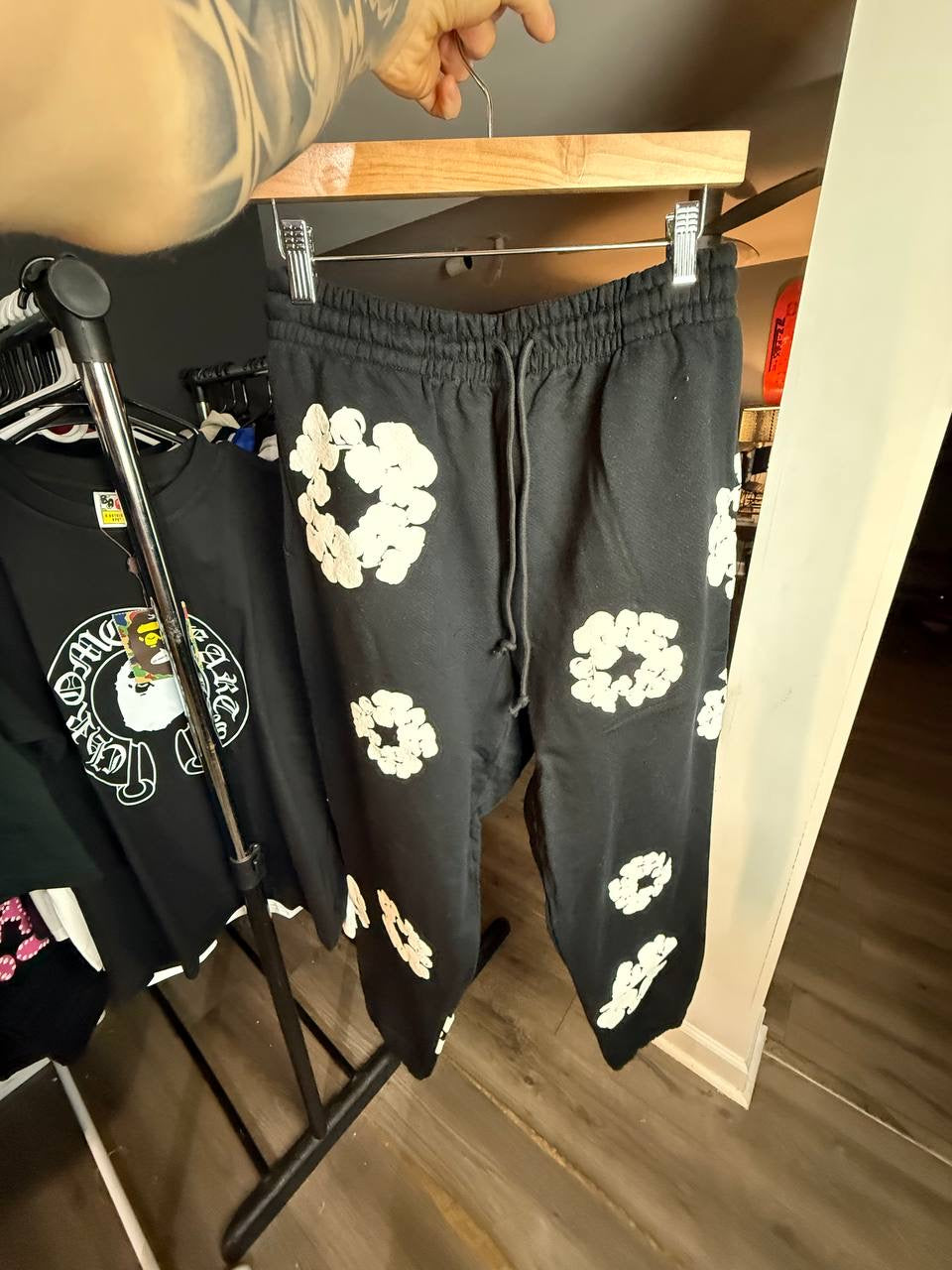 BLACK AND WHITE DENIM PANTS