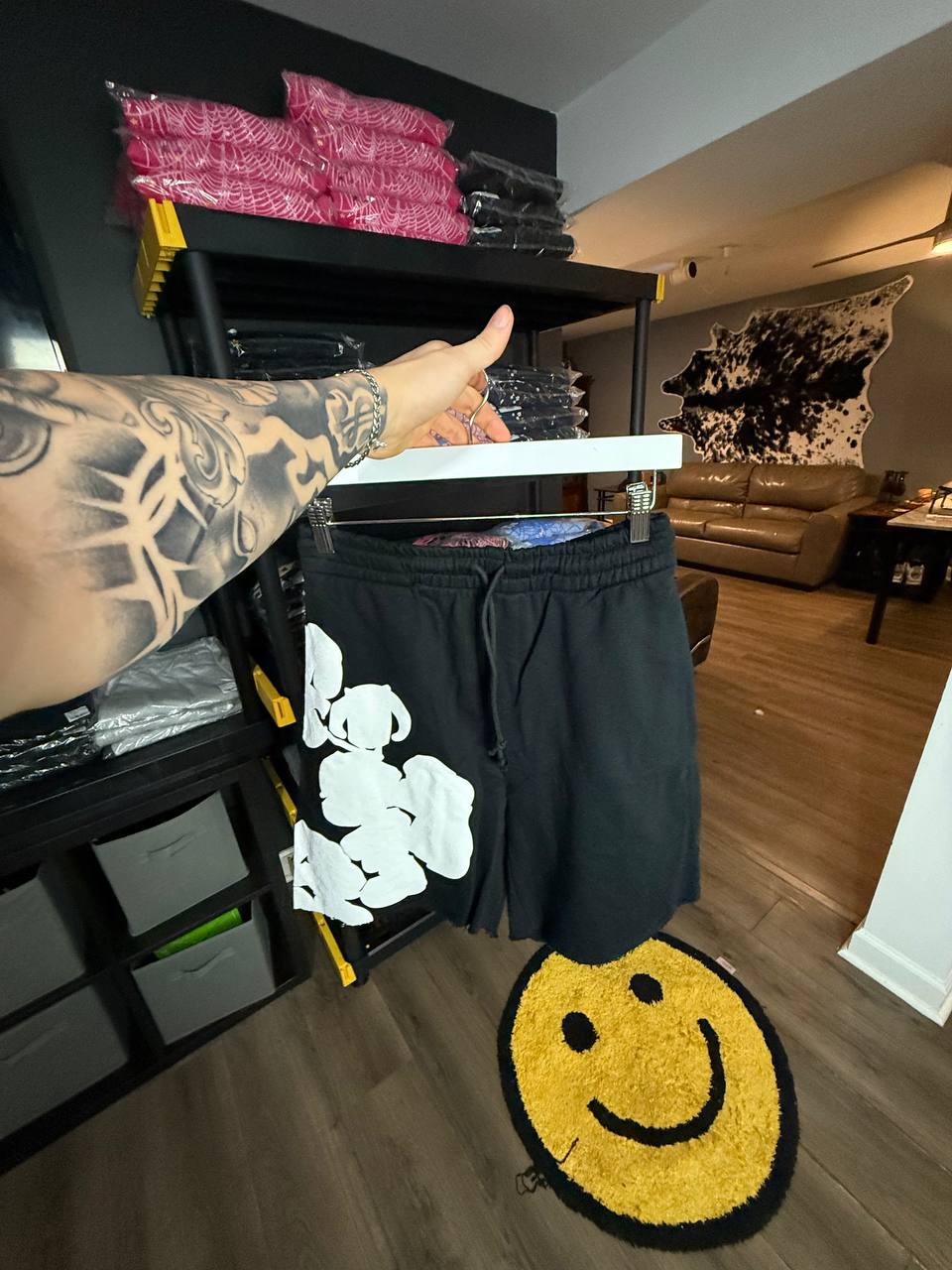 BLACK & WHITE DENIM SHORTS